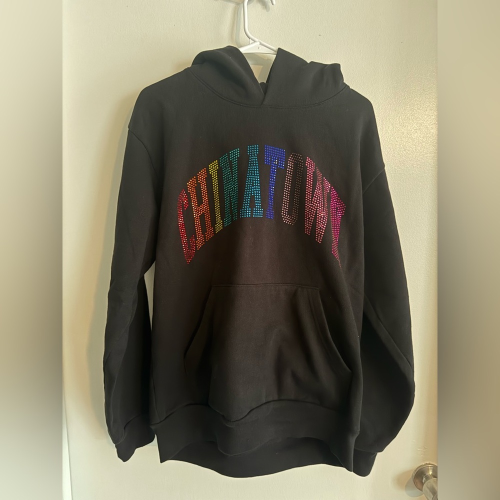 Chinatown market RAINBOW RHINESTONE HOODIE sz medium
